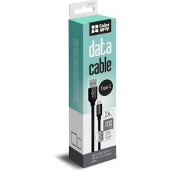 Кабель USB <-> USB 3.1 Type C, ColorWay, Black, 2 м, 2.4A (CW-CBUC008-BK) Кабель USB <-> USB 3.1 Type C, ColorWay, Black, 2 м, 2.4A (CW-CBUC008-BK)